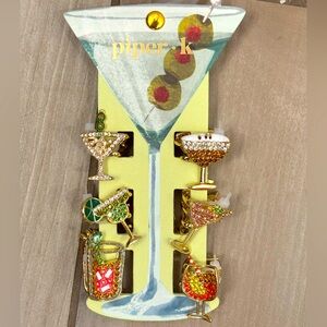 NWT Piper K sparkly Martini cocktail party glasses mini claw clips